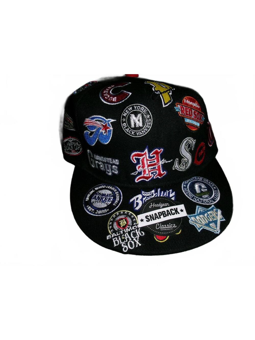 Headgear Classic Black Snapback Hat with Multiple Baseball Team youth SnapBack